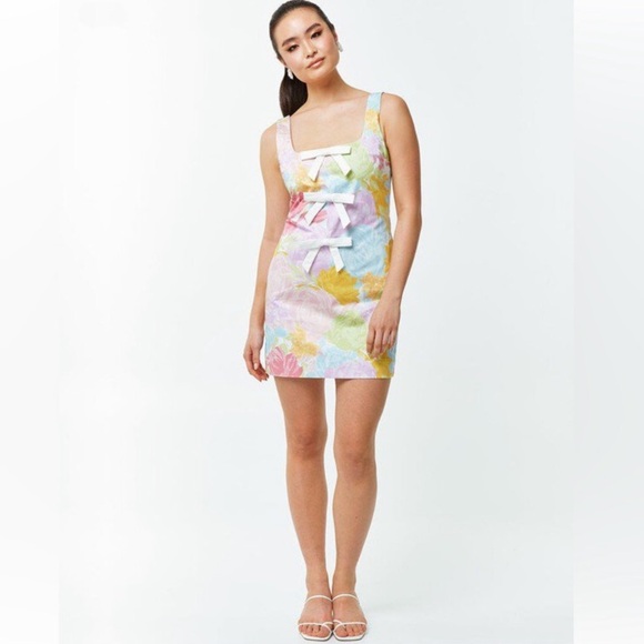 MESTIZA New York Tese Mini Dress in Watercolor Peony Garden - Picture 2 of 8